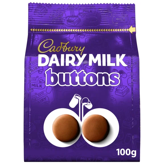 Cadbury Dairy Milk Chocolate Buttons Bag 100G, Imported from Britain