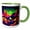 Green/White, variant on 3drose, Colorful Forest, Tents at Night. Stylish Happy Camper Gift for Anyone, 15oz Mug