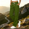 thumbnail image 2 of UDAUDU Womens Cargo Pants Elastic Waist Drawstring with Multi Pocket Wide Leg Casual Work Utility Parachute Hiking Track Pants L, 2 of 7