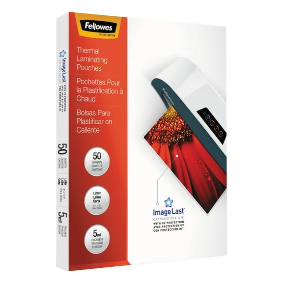 Fellowes Image Last Laminating Pouches with UV Protection, 5mil, 11 1/2 x 9, 50/Pack