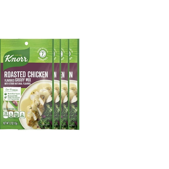 Knorr Gravy Mix For Delicious Easy Meals and Side Dishes Roasted Chicken Gravy No Artificial Flavors, No Added MSG 1.2 oz, Pack of 4