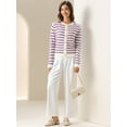 thumbnail image 3 of DARING DIVA Women's Striped Button Down Open Front Cardigan Sweater XS White Purple, 3 of 6