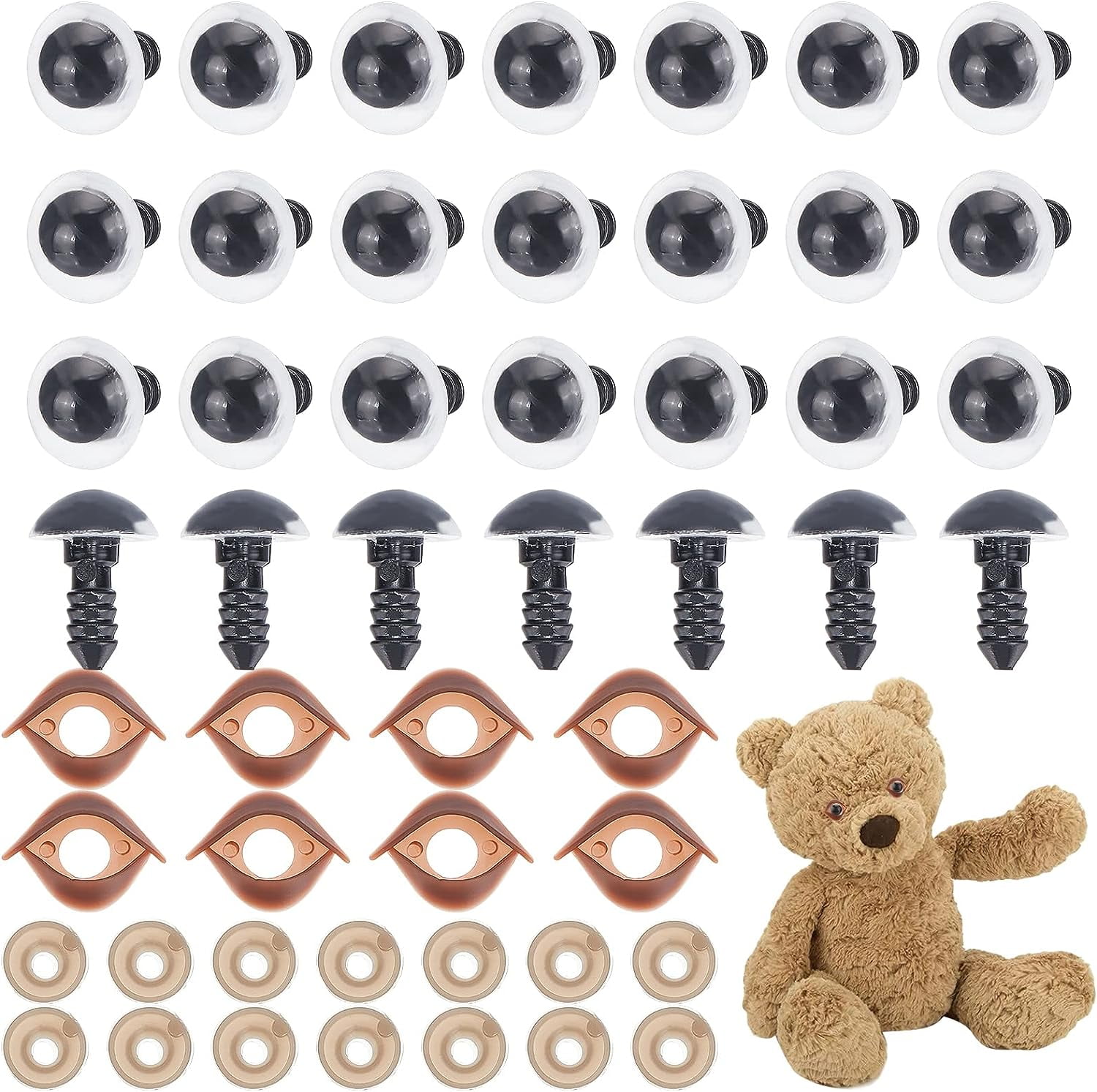 Vivid Crafts Eyes Felt Safety Eyes with Eyelid Washers Stuffed Crochet Eyes for Amigurumi Plush