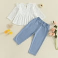 thumbnail image 4 of TOWED22 Infant Toddler Girl Fall Winter Clothes Set Long Sleeve Crewneck Sweatshirt + Pants 2 Piece Outfits for Daily(White,18-24 M), 4 of 4