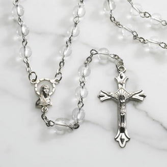 Our Lady Of Grace Beaded Auto Rosary - 7.5 Inch Car Mirror Hanging Devotional, Gift Boxed