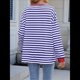 thumbnail image 4 of Sudadera Holgada Informal de Larga con Cuello Redondo y Bloques de Color para Mujer Azul Colorido L, 4 of 9
