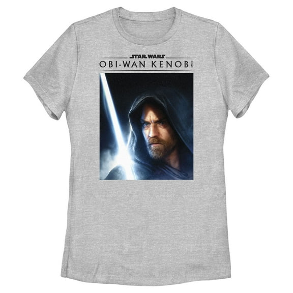 Women's Star Wars: Obi-Wan Kenobi Lightsaber Glow Kenobi Portrait Graphic Tee Athletic Heather X Large
