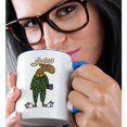 thumbnail image 2 of 3drose, Cute Funny Moose in Polka Dot Pajamas with Coffee, 11oz Two-tone Blue Mug, 2 of 6
