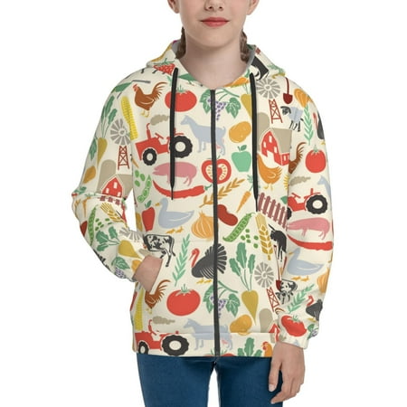 

Hoodies for Teen Girls Boys Farm Long Sleeve Youth Kids Essentials Zip Up Hoodie Lghtweight Fashion Hoodies & Sweatshirts Jacket Fall Winter Outfits Tops