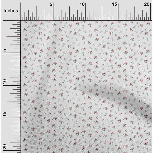 oneOone Polyester Lycra Fabric Leaves & Rose Flower Print Fabric by The Yard 56 Inch Wide