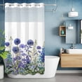thumbnail image 2 of Spring Flowers No Hook Shower Curtain with Snap in Liner Watercolor Country Gradient Blue Dandelion Floral Leaf Waterproof Bathroom Shower Curtain with See Through Top Window for Bathtub 54" x 78", 2 of 9