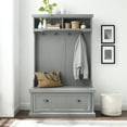 thumbnail image 3 of Crosley Furniture Seaside Coastal Wood Hall Tree in Distressed Gray and Chrome, 3 of 14