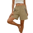 thumbnail image 5 of Hurxie Women's Hiking Cargo Shorts Quick Dry Lightweight Athletic Outdoor Shorts for Workout with Zipper Pockets Khaki,L, 5 of 7
