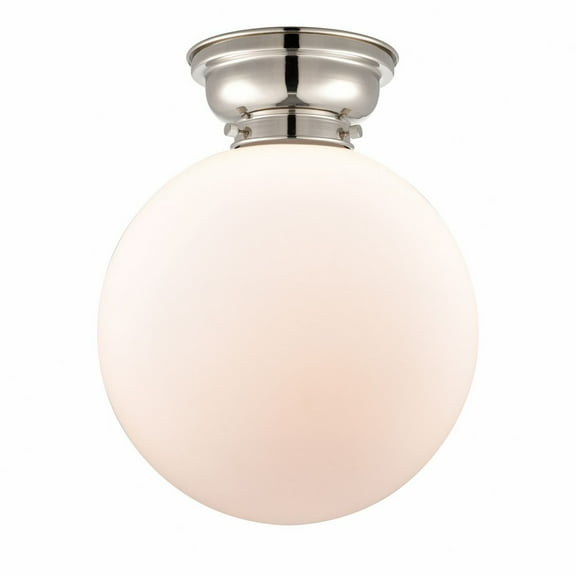 623-1F-PN-G201-12-Innovations Lighting-Beacon - 1 Light Flush Mount In Industrial Style-13.15 Inches Tall and 12 Inches Wide-Polished Nickel