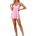 thumbnail image 1 of Camisón de encaje sin mangas con escote en V para mujer INSPIRE CHIC, vestido de dormir corto, talla XL, color rosa, 1 of 5