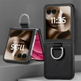 thumbnail image 2 of Dteck for Motorola Razr+ 2024 Case with Ring, Luxury Premium PU Leather Protective Phone Case Full Coverage Bling Diamond Ring Case for Motorola Moto 50 Ultra, Black, 2 of 8