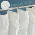 thumbnail image 2 of 1 Piece Farmhouse Double Ruffle Fabric Ivory Shower Curtain for Bathroom - 72" x 72" - Diamond Pattern - Textured & Shabby Chic Style - 12 Buttonholes - Easy to Install - Machine Washable(Lotta), 2 of 5