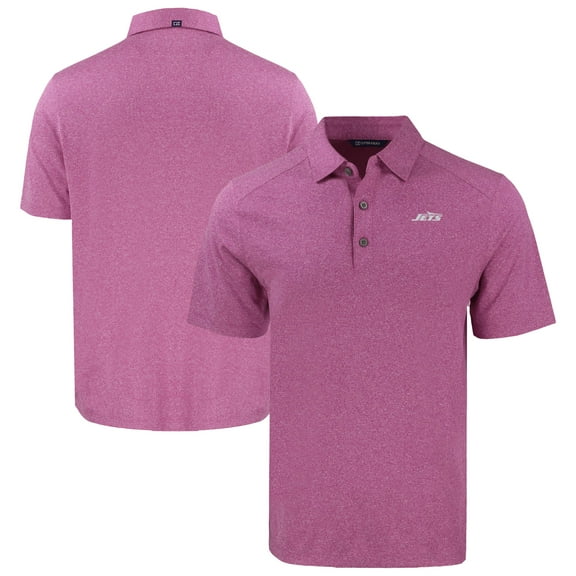 Men's Cutter & Buck Heather Pink New York Jets Forge Eco Stretch Recycled Polo