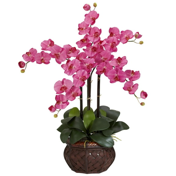 Nearly Natural 31" Phalaenopsis Artificial Flower Arrangement With Decorative Vase