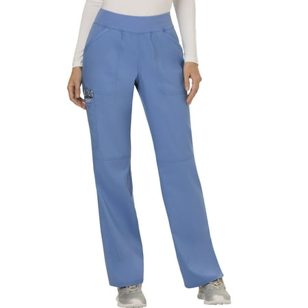 

Cherokee Workwear Revolution Scrubs Pant For Women Mid Rise Straight Leg Pull-On Plus Size WW110P 4XL Petite Ciel