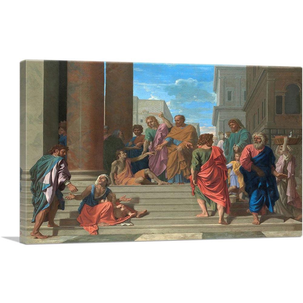 ARTCANVAS Saints Peter And John Healing The Lame Man 1655 Canvas Art ...