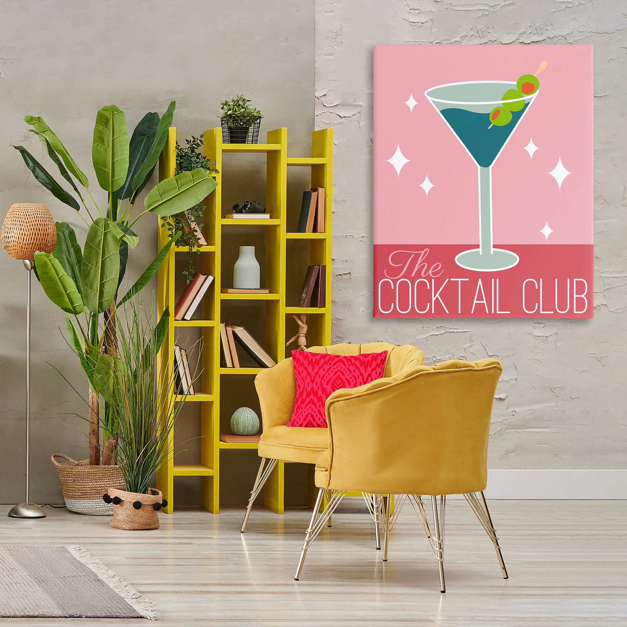 Stupell Industries Cocktail Club Typography Food & Beverage Painting Wrapped Canvas Art Print Wall Art, 36 x 48