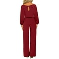 thumbnail image 4 of BangWanChi 2 Piece Sets for Women Women's Fall/Winter Solid Color Long Sleeved Crewneck Jumpsuit With Belt Jumpsuit Pans, 4 of 6