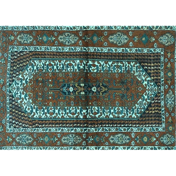 Ahgly Company Indoor Rectangle Persian Light Blue Traditional Area Rugs, 8' x 10'
