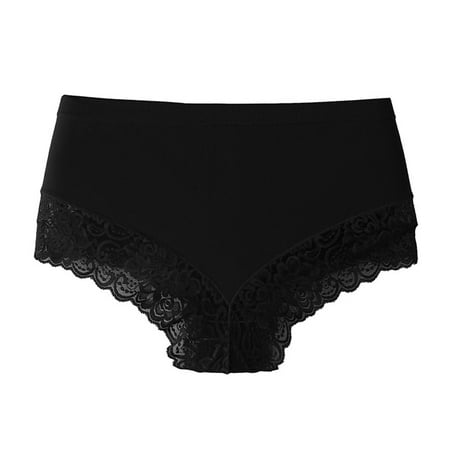 Lmnyox Women s Plus Size Lace Boxer Briefs Breathable Full Coverage Boyshorts Panties High Waist Seamless Underwear