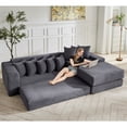 thumbnail image 4 of Oversize Cloud Couch, L-Shape Sofa, Convertible Floor Sleeper Sofa Bed, No Assembly ,Eight pillows,3-in-1,Magazine bag,(Right Facing Sofa),4 Seat,Corduroy,Dark Gray, 4 of 18