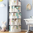 thumbnail image 6 of IAJXWI 6-Tier Wooden Rotating Bookcase, 360° Revolving Display Rack with 24 Shelves, White 74"x18"x18", 6 of 9