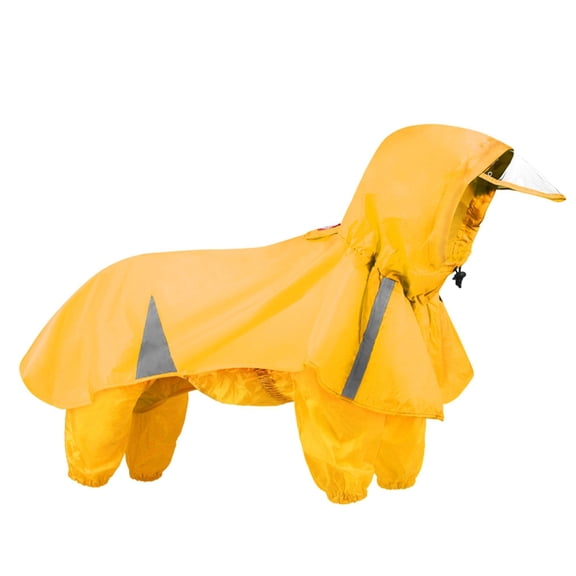 Dog Raincoats Pet Hooded Raincoats 4Leg Rainjackets Reflective Dog Clothes Skin Friendly Rainy Wear with Detachable