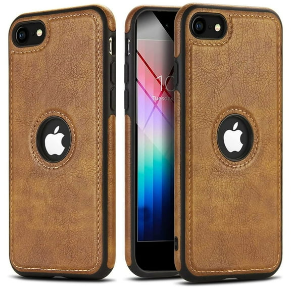 For iPhone SE 2nd Generation (2020) and iPhone SE 3rd Gen (2022) Case Luxury Leather Business Vintage Slim Non-Slip Soft Grip Shockproof Protective Cover