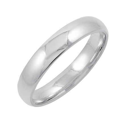 Men's 10K White Gold 4mm Comfort Fit Plain Wedding Band (Available Ring Sizes 8-12 1/2)