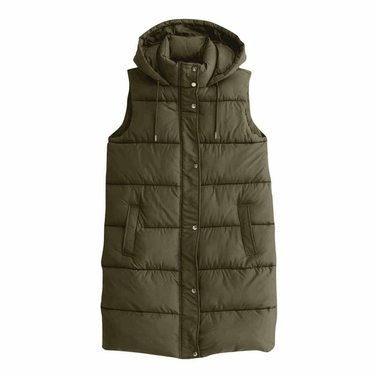 UPPADA Puffer Vest for Women Solid Hooded Winter Sleeveless Down