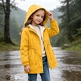 thumbnail image 5 of vdgthytj Rain Jacket for Girls Full Zip Snap Button Long Sleeve Waterproof Hooded Jackets Drawstring Waist Outdoor Outerwear(15-16 Years,Yellow), 5 of 8