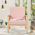thumbnail image 2 of Mid Century Accent Chair With Armrest Upholstered Arm Chair Reading Chair Comfy Teddy Short Plush Particle Velvet Chair, 2 of 9