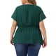 thumbnail image 3 of Blusas de peplum de talla grande para mujer Agnes Orinda, con mangas cortas de verano, escote en V, tops tipo babydoll 3X en verde oscuro, 3 of 6