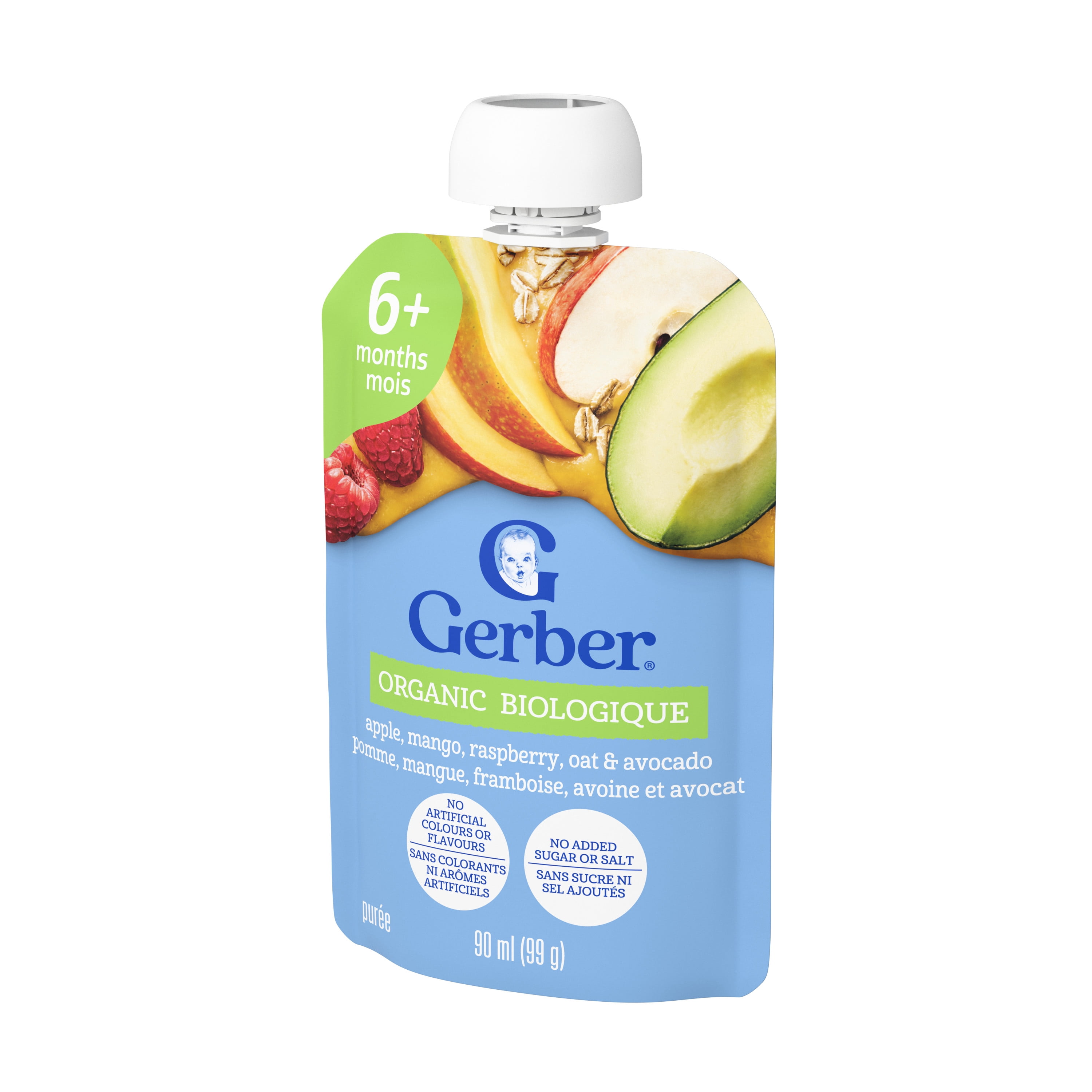 GERBER Organic Baby Purée Apple Mango Raspberry Avocado Oat