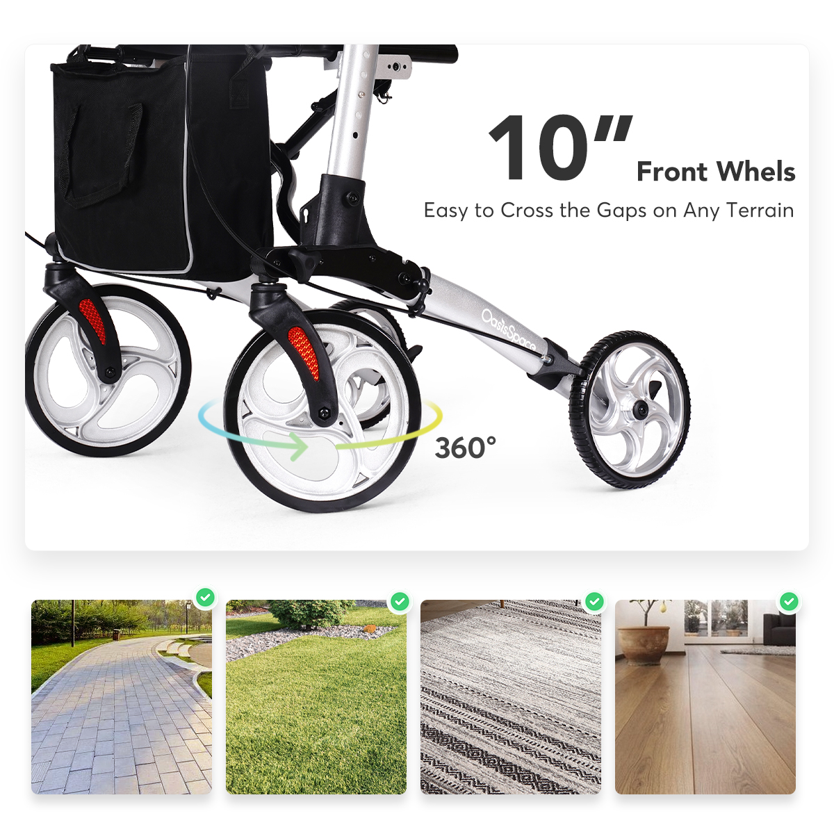 Buy OasisSpace Lightweight Armrest Walker Upright Rollator Walker WIth Armrest Online at