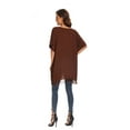 thumbnail image 6 of Beautybatik Brown Women Solid Tunic Blouse Kaftan V Loose Sleeve Top Plus Size 2X, 6 of 6