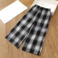 thumbnail image 5 of Huowey Child Toddler Girls Classic Plaid Pants Wide Leg Casual Baggy Elastic High Waisted Sportswear Trousers Spring Summer Fashionable Cozy Beach Sweatpants Stylish Streetwear,Black,5-6 Years, 5 of 8