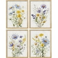 thumbnail image 2 of PixonSign Framed Wall Art Multcolor Wildflowers Collage Posters, Set of 4 Classic Vintage Countryside Floral Canvas Prints, Retro Nature Botanical Prints Wall Décor for Home Decor - 11"x14" Natural, 2 of 5