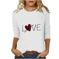thumbnail image 2 of RKSTN Valentine's Gifts Women's 3/4 Sleeve T Shirts Top Oversized Crewneck Valentines Graphic Print Short Sleeve Shirt Womens Casual Solid Round Neck Loose Three Quarter Sleeve Shirt Spring Clothes, 2 of 7