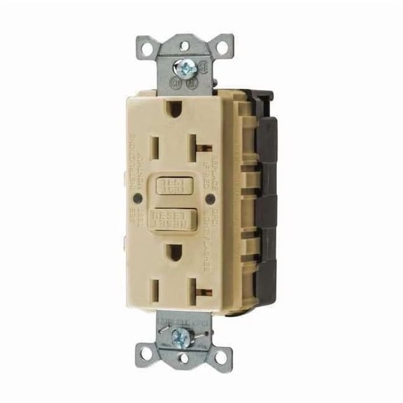 GFCI Receptacle, 20A, 125VAC, 5-20R, Ivory