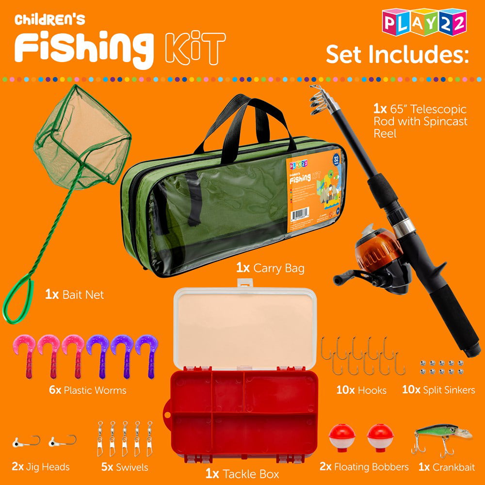 Fishing Pole For Kids - 40 Set Kids Fishing Rod Combos - Kids Fishing Poles  Includes Fishing Tackle Fishing Gear, Fishing Lures, Net, Carry On Bag,  Fully Fishing Equipment For Boys And