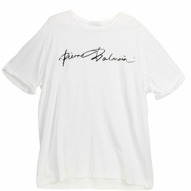 Pierre Balmain T-Shirt Graphique Col en U pour Hommes avec Logo Optic White - TG