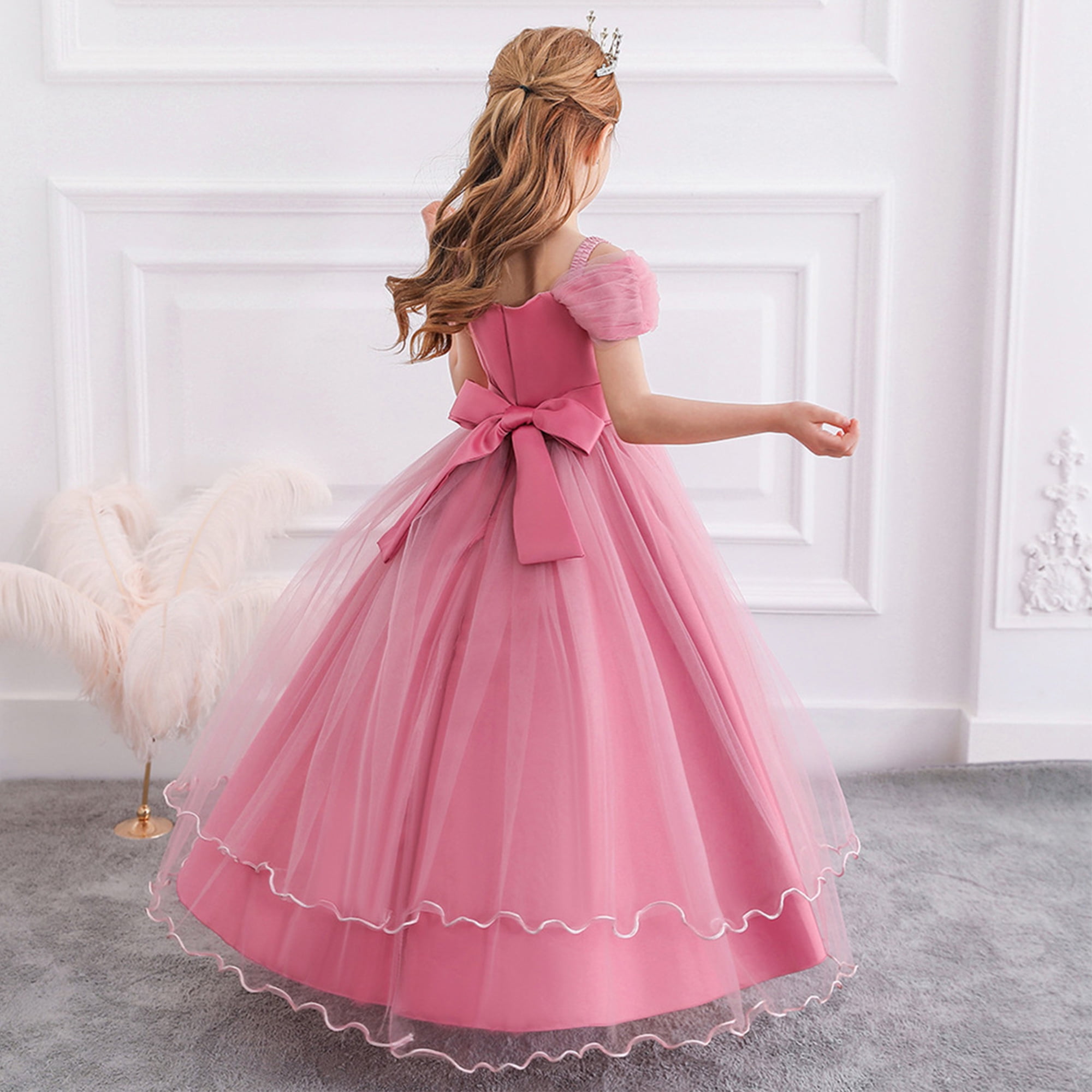 Kawell 4 10t Kids Pageant Flower Girl Dress Little Girls Party Wedding Formal Dresses Pink