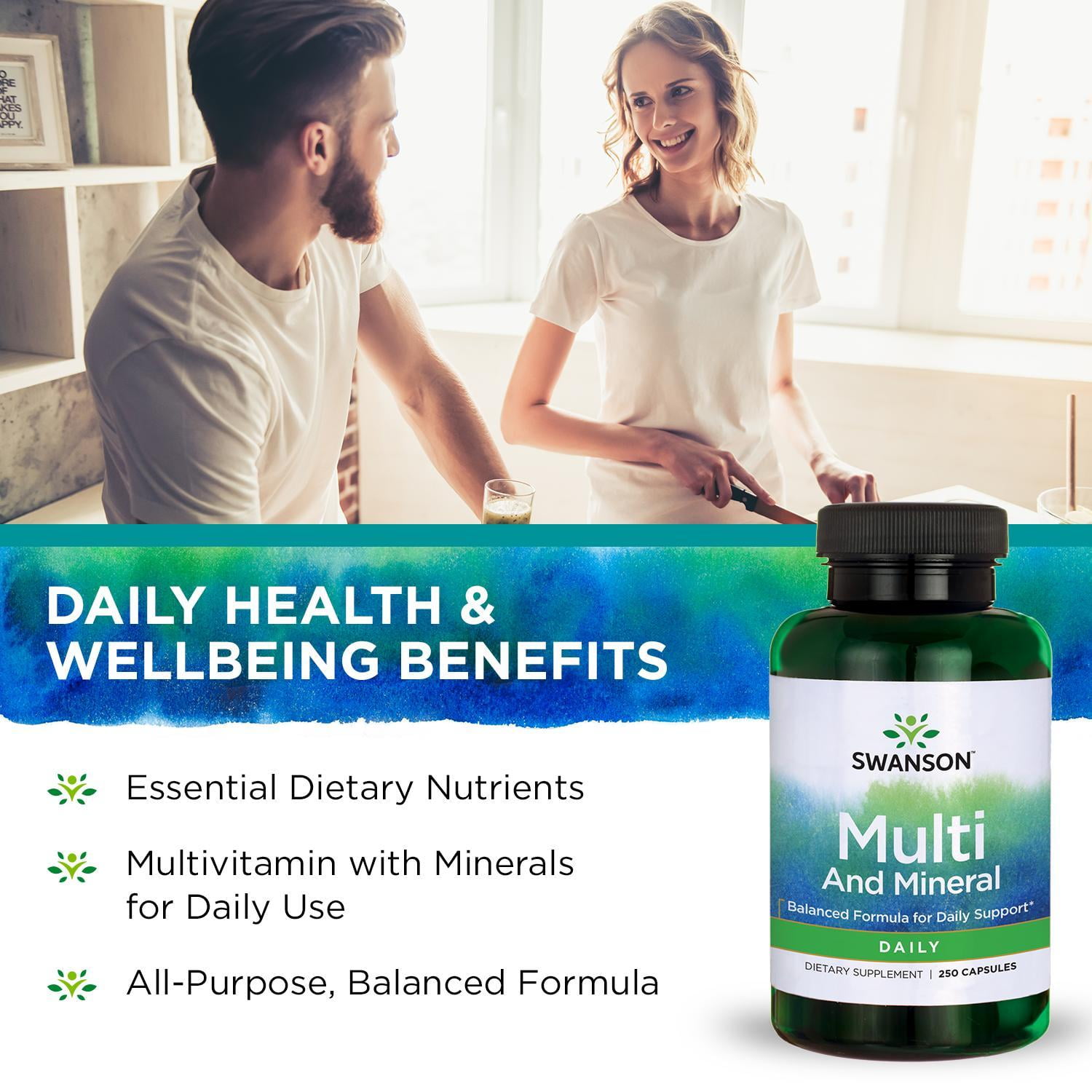 Swanson Daily Multivitamin and Mineral Capsules, 250 Count