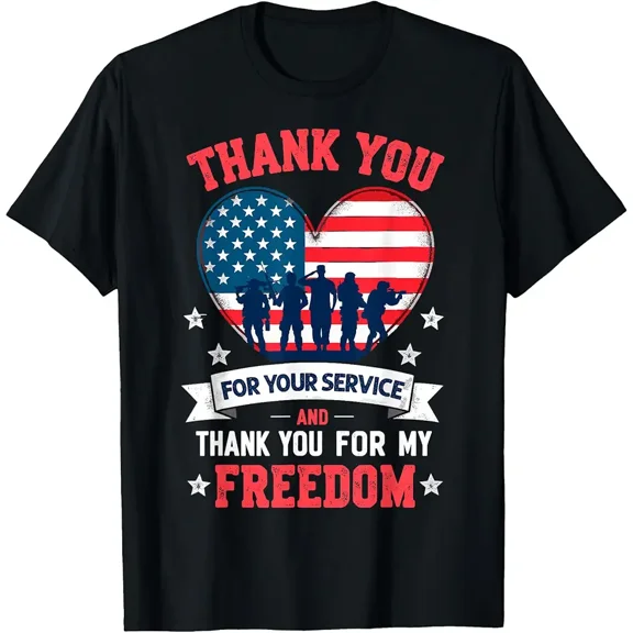 Men's Patriotic Veteran Thank You For Your Service T-Shirt